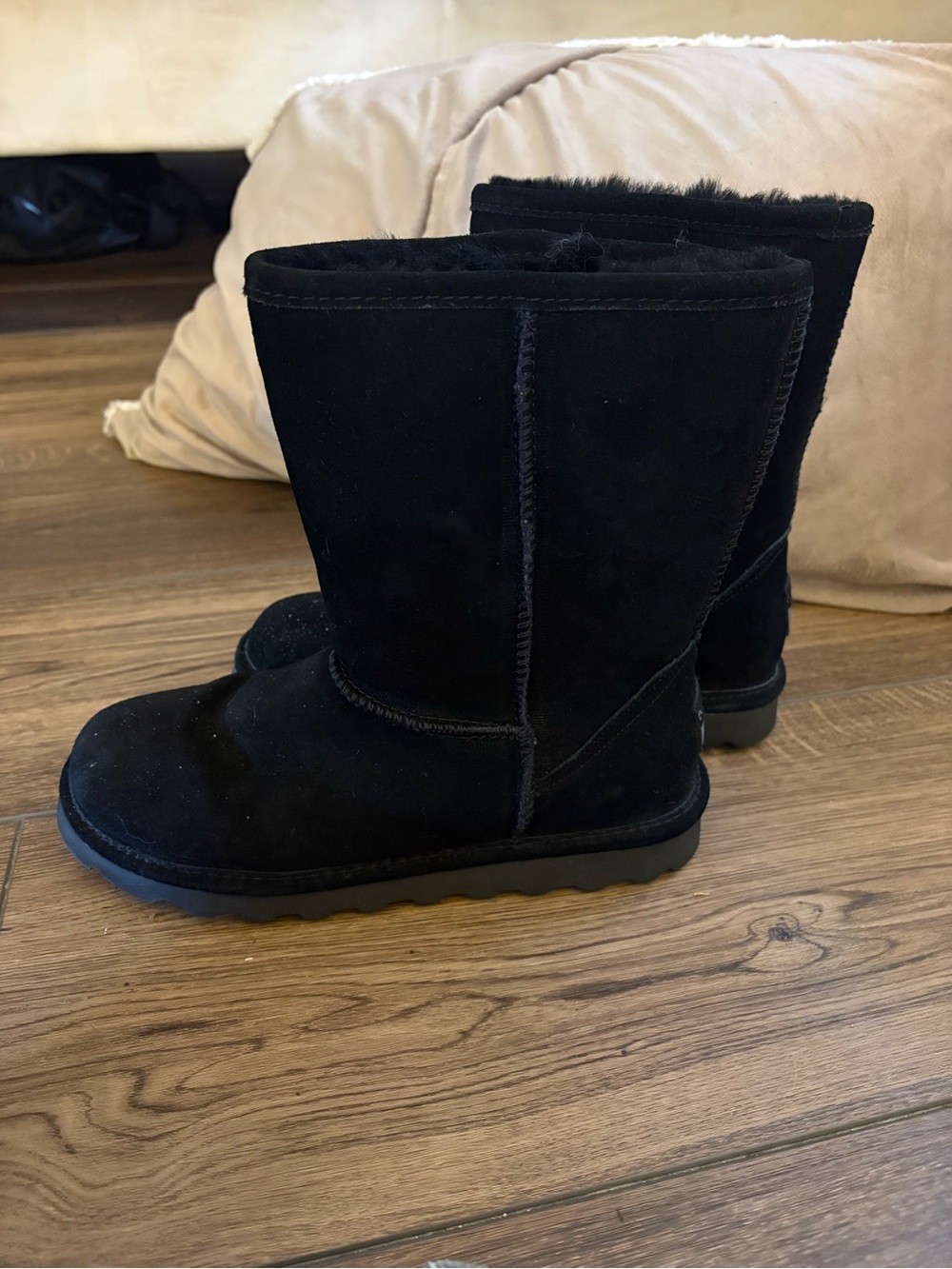 BearPaw Black Mid-Calf Shearling-Lined Women’s Boots